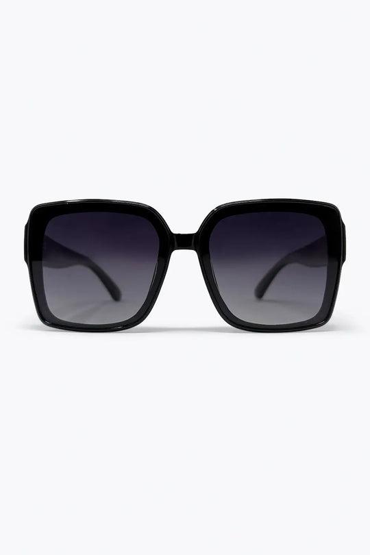 Black Oversized Square Frame Gradient Lens Sunglasses - BLACK / ONE - Sunglasses
