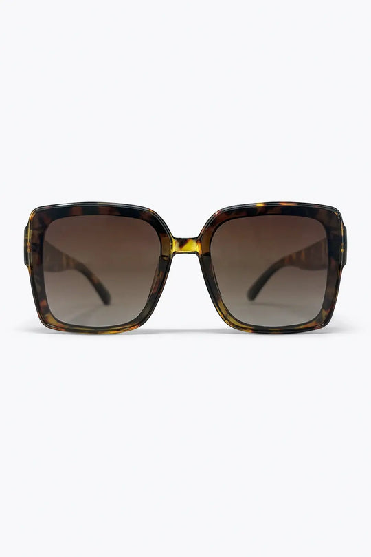 Multicolor Tortoiseshell Acetate Square Frame Oversize Sunglasses - BROWN / ONE - Sunglasses