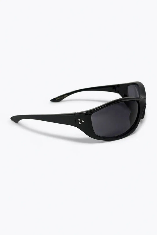 Black Glossy Frame Oval Lens UV Protection Sunglasses - BLACK / ONE - Sunglasses