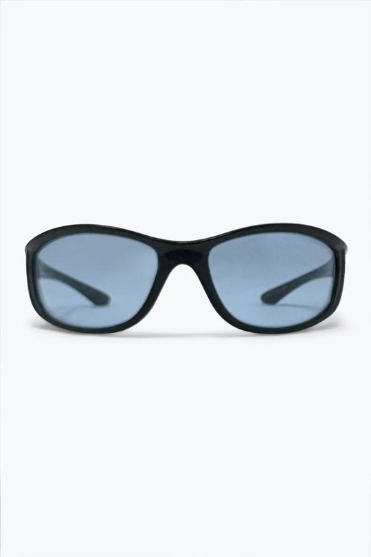 Black Oval Frame Blue Lens Classic Retro Sunglasses - BLUE / ONE - Sunglasses