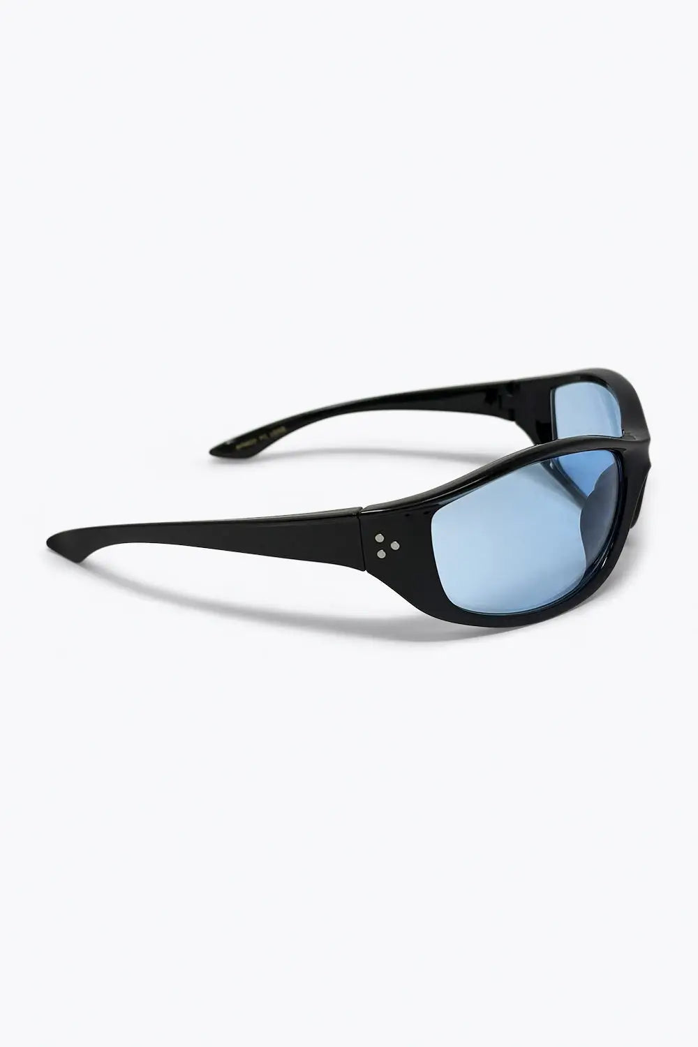 Black Oval Frame Blue Lens Classic Retro Sunglasses - BLUE / ONE - Sunglasses