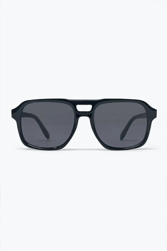 Black Chunky Frame Square Lens Oversize Sunglasses - BLACK / ONE - Sunglasses