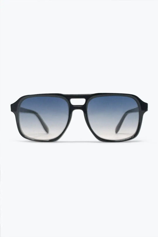 Black Gradient Lens Square Frame Classic Aviator Sunglasses - GRAY / ONE - Sunglasses