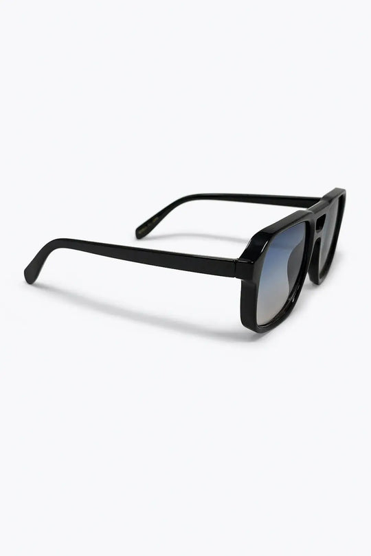 Black Gradient Lens Square Frame Classic Aviator Sunglasses - GRAY / ONE - Sunglasses