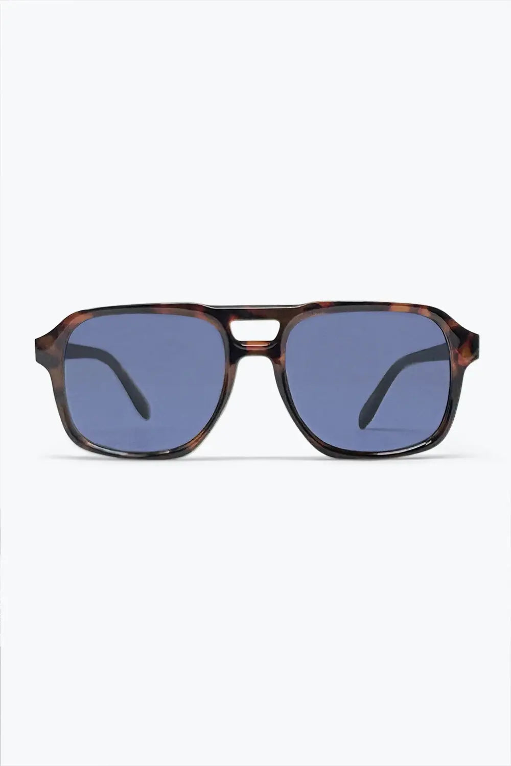 Brown Tortoiseshell Frame Blue Lens Square Sunglasses - BROWN / ONE - Sunglasses