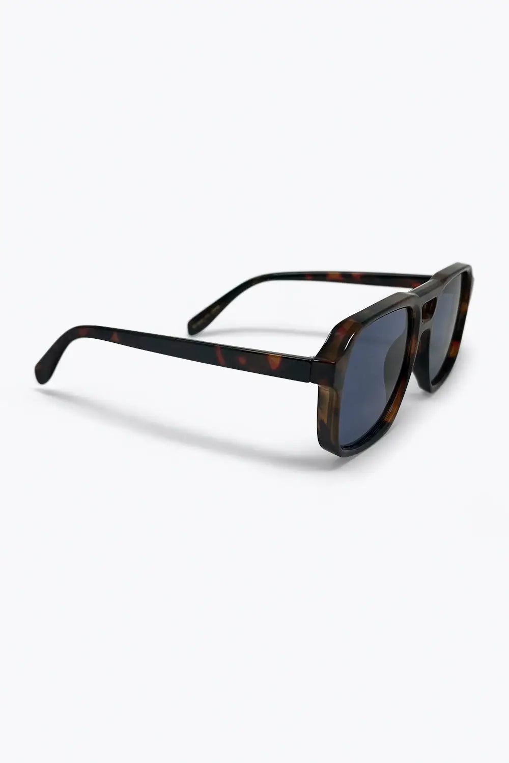 Brown Tortoiseshell Frame Blue Lens Square Sunglasses - BROWN / ONE - Sunglasses