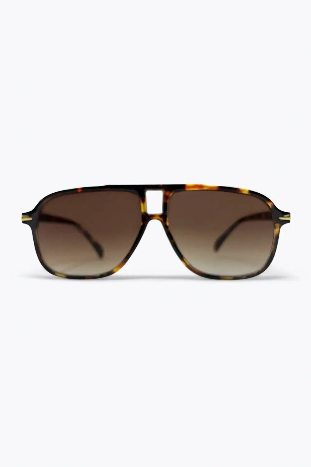 Multicolor Tortoiseshell Pattern Aviator Frame Gradient Lens Sunglasses - BROWN / ONE - Sunglasses