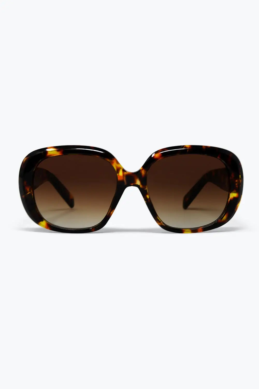 Brown Tortoiseshell Acrylic Oversize Square Frame Sunglasses - BROWN / ONE - Sunglasses