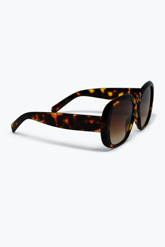 Brown Tortoiseshell Acrylic Oversize Square Frame Sunglasses - BROWN / ONE - Sunglasses