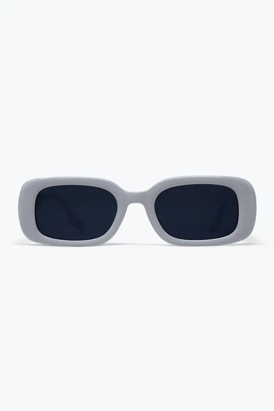 White Chunky Frame Rectangular Lens Modern Sunglasses - WHITE / ONE - Sunglasses