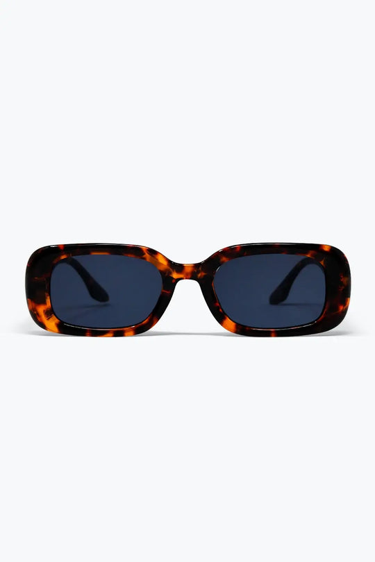 Brown Tortoiseshell Pattern Rectangle Frame Classic Sunglasses - BROWN / ONE - Sunglasses