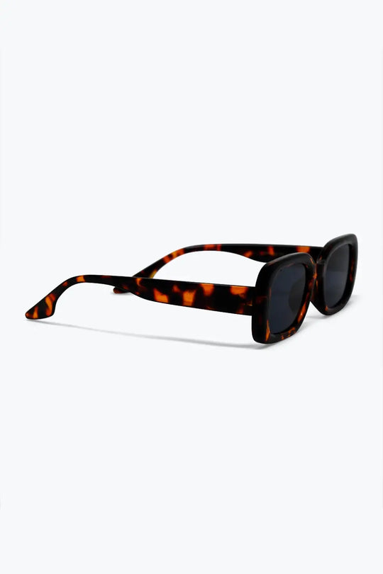 Brown Tortoiseshell Pattern Rectangle Frame Classic Sunglasses - BROWN / ONE - Sunglasses