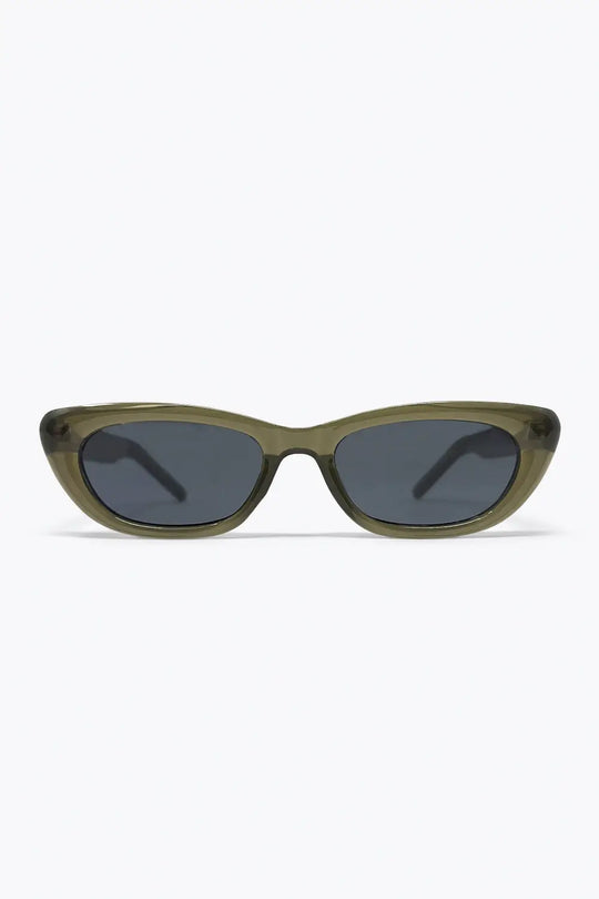 Olive Translucent Oval Frame Chunky Cat Eye Sunglasses - GREEN / ONE - Sunglasses
