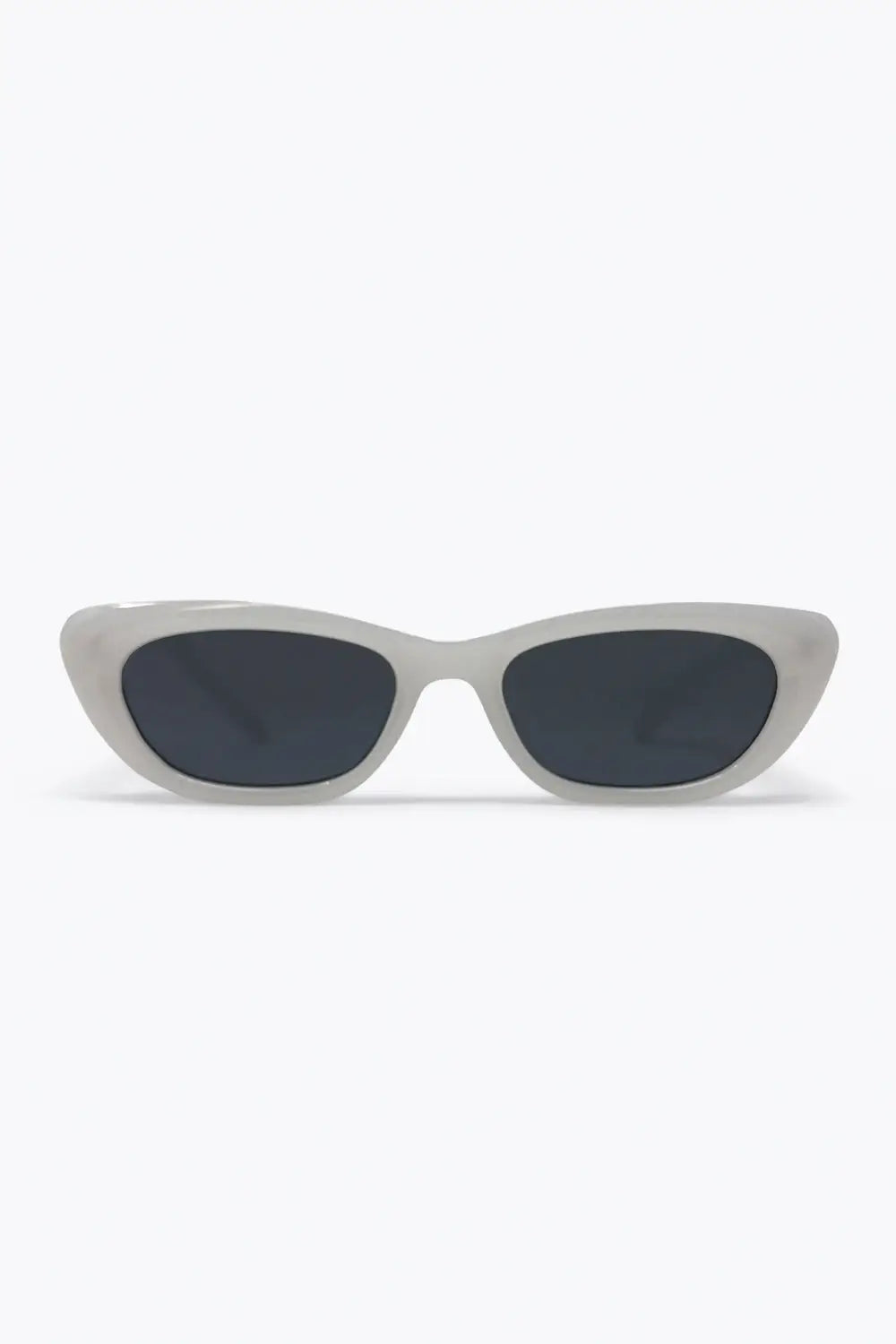 White Cat Eye Frame Silver Logo Detail Sunglasses - WHITE / ONE - Sunglasses