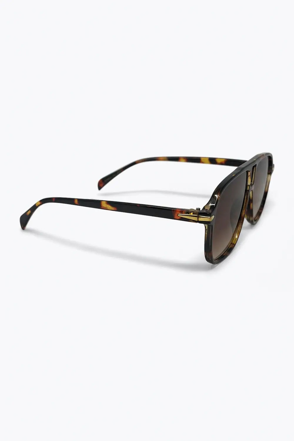 Multicolor Tortoiseshell Pattern Aviator Frame Gradient Lens Sunglasses - BROWN / ONE - Sunglasses