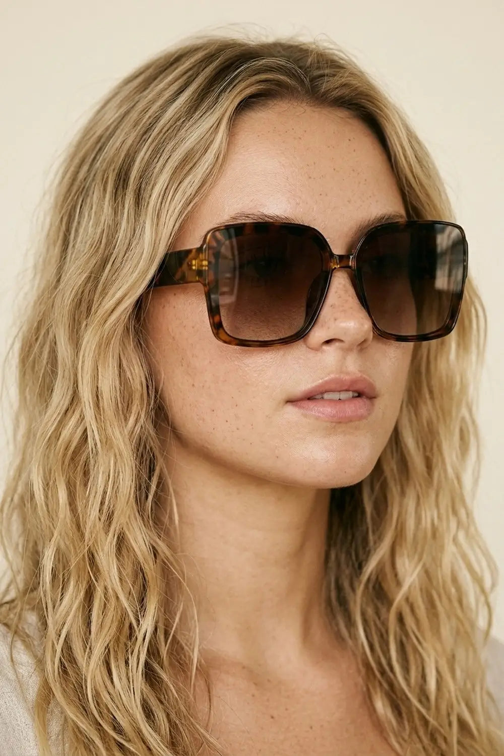 Multicolor Tortoiseshell Acetate Square Frame Oversize Sunglasses - BROWN / ONE - Sunglasses