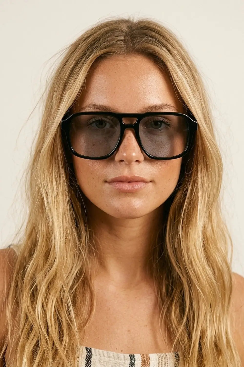 Black Chunky Frame Square Lens Oversize Sunglasses - BLACK / ONE - Sunglasses