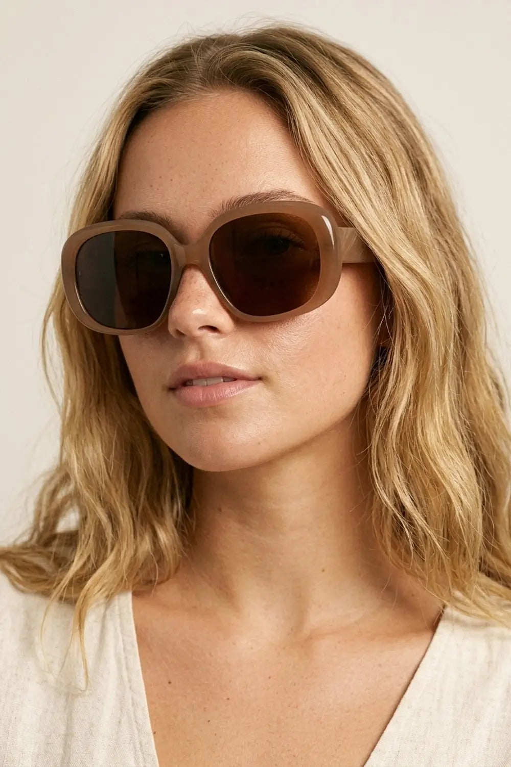 Brown Oversized Square Frame Chunky Sunglasses - PINK / ONE - Sunglasses