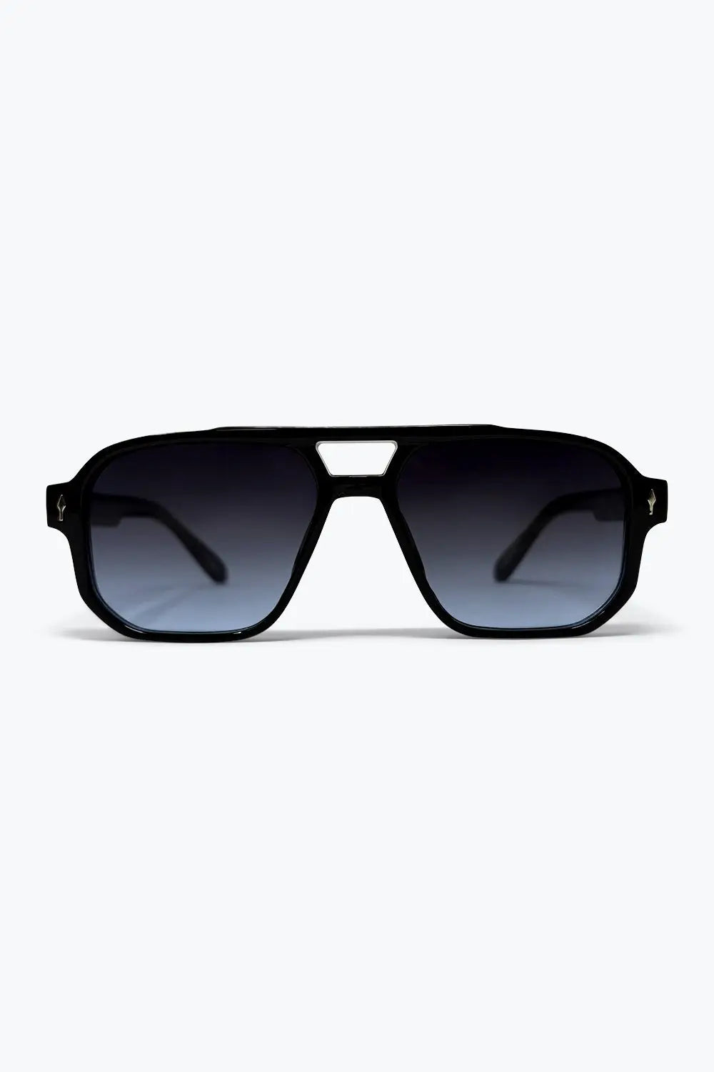 Black Gradient Lens Geometric Frame Oversize Sunglasses - BLACK / ONE - Sunglasses
