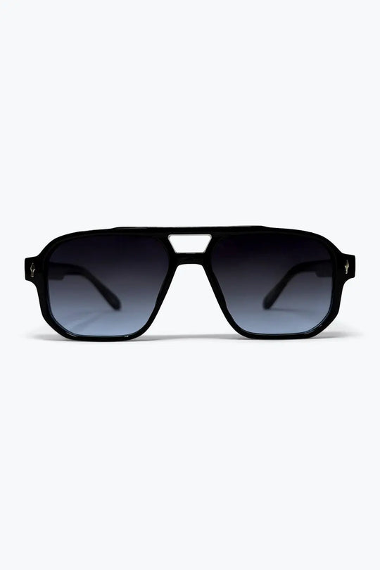 Black Gradient Lens Geometric Frame Oversize Sunglasses - BLACK / ONE - Sunglasses