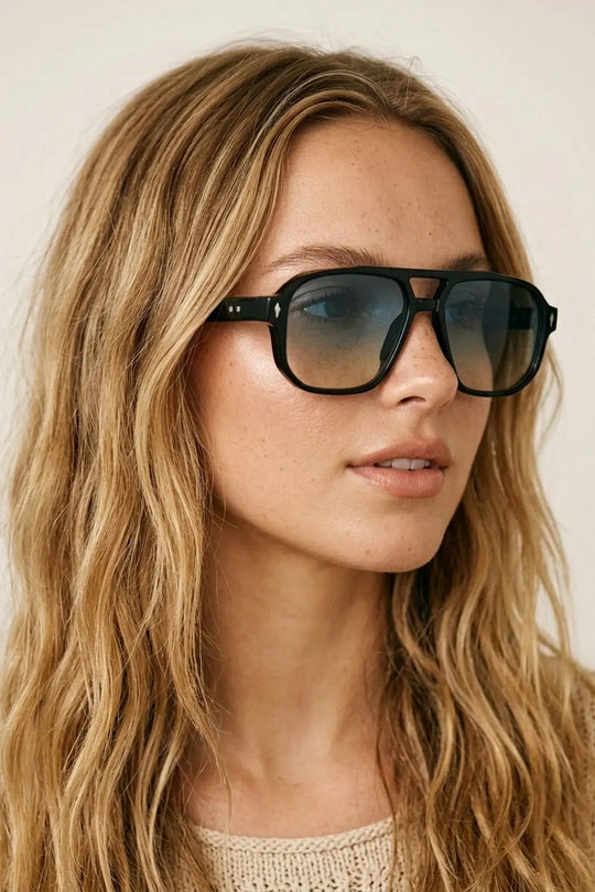 Black Gradient Lens Oversize Square Frame Sunglasses - BLACK / ONE - Sunglasses