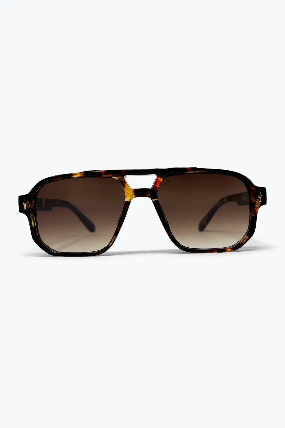Multicolor Tortoiseshell Acetate Gradient Lens Oversize Aviator Sunglasses - BROWN / ONE - Sunglasses