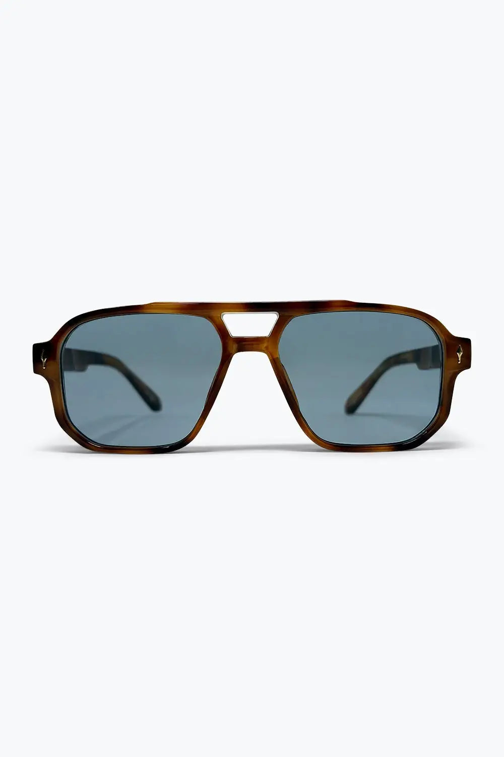 Brown Tortoiseshell Acetate Aviator Frame Oversized Sunglasses - BROWN / ONE - Sunglasses
