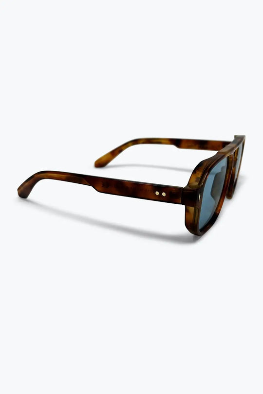 Brown Tortoiseshell Acetate Aviator Frame Oversized Sunglasses - BROWN / ONE - Sunglasses