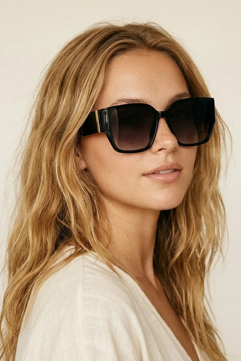 Black Oversize Square Frame Gradient Lens Sunglasses - BLACK / ONE - Sunglasses