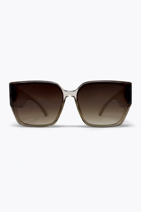 Brown Gradient Square Frame Oversized Acetate Sunglasses - BEIGE / ONE - Sunglasses