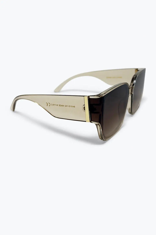 Brown Gradient Square Frame Oversized Acetate Sunglasses - BEIGE / ONE - Sunglasses