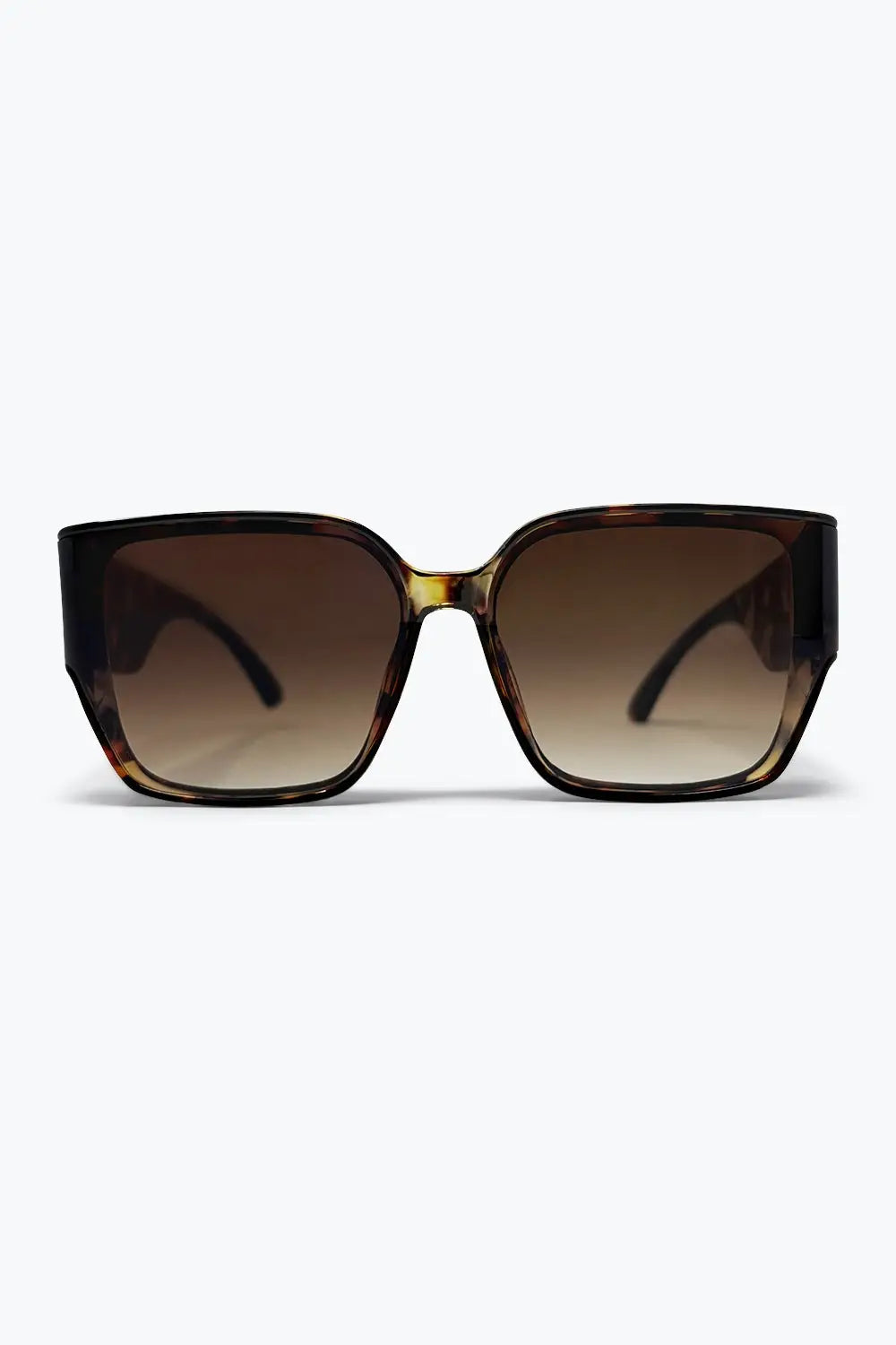 Brown Tortoiseshell Square Frame Gradient Oversize Sunglasses - BROWN / ONE - Sunglasses