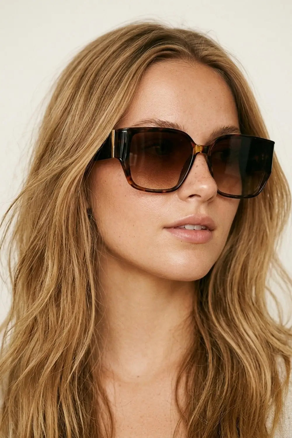 Brown Tortoiseshell Square Frame Gradient Oversize Sunglasses - BROWN / ONE - Sunglasses