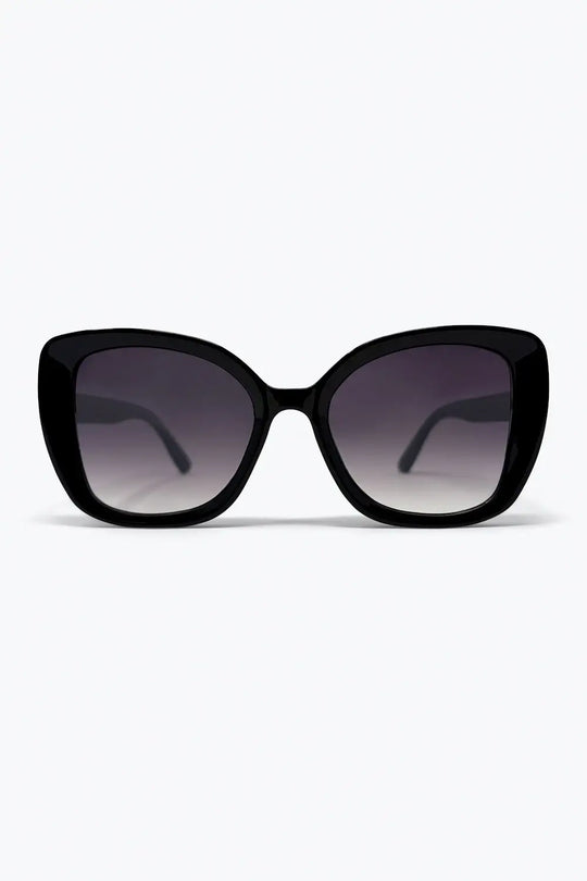 Black Oversize Cat Eye Gradient Lens Fashion Sunglasses - BLACK / ONE - Sunglasses