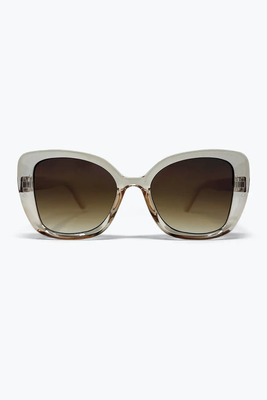 Beige Transparent Acetate Oversize Gradient Lens Square Sunglasses - BEIGE / ONE - Sunglasses