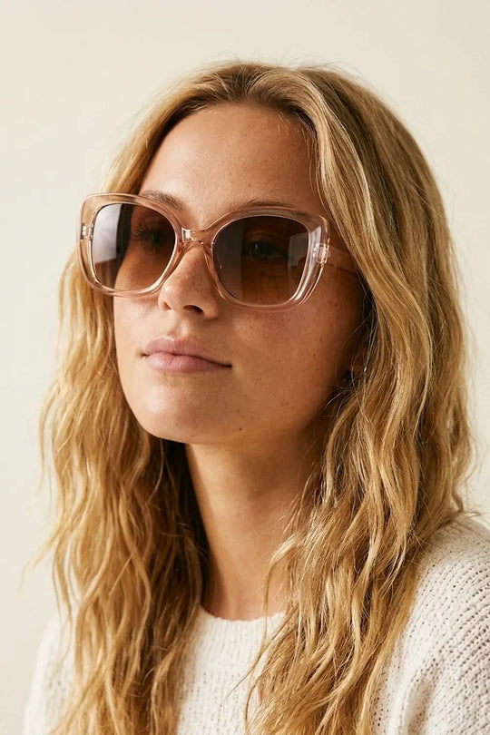 Beige Transparent Acetate Oversize Gradient Lens Square Sunglasses - BEIGE / ONE - Sunglasses