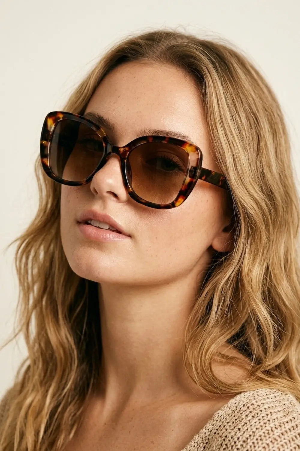 Multicolor Tortoiseshell Oversize Square Frame Sunglasses - BROWN / ONE - Sunglasses