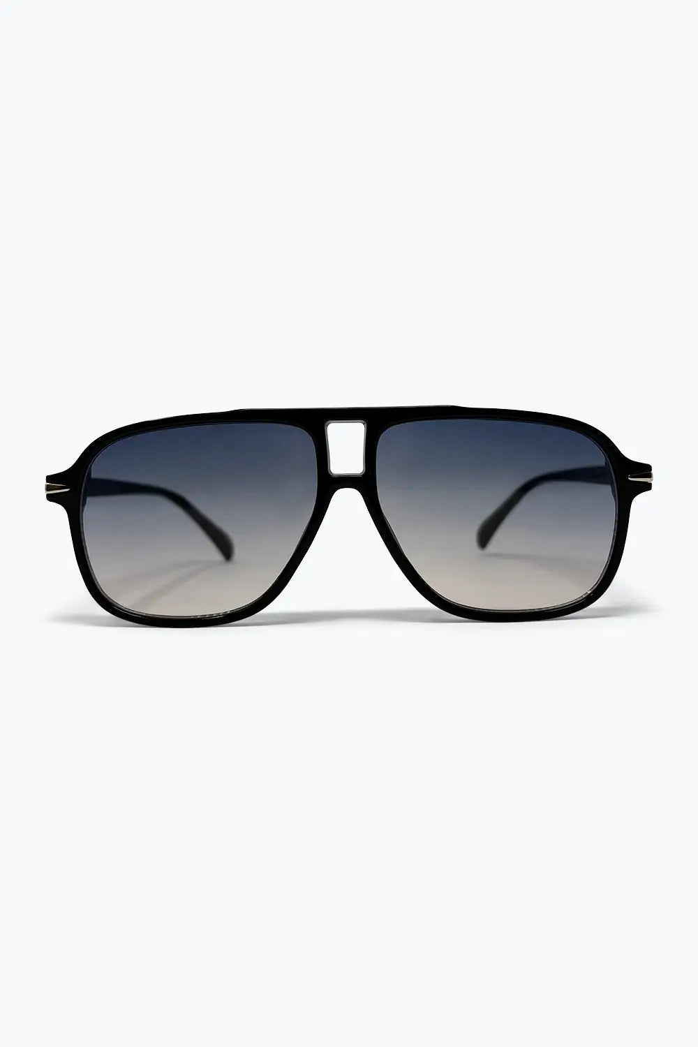 Black Gradient Lens Aviator Oversize Sunglasses With Double Bridge - GRAY / ONE - Sunglasses