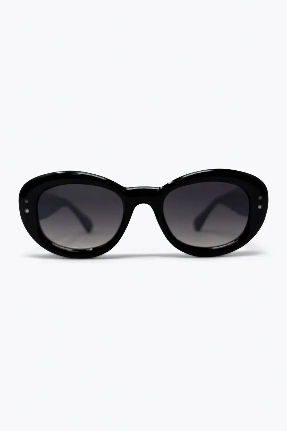 Black Oval Frame Gradient Lens Chunky Sunglasses - BLACK / ONE - Sunglasses