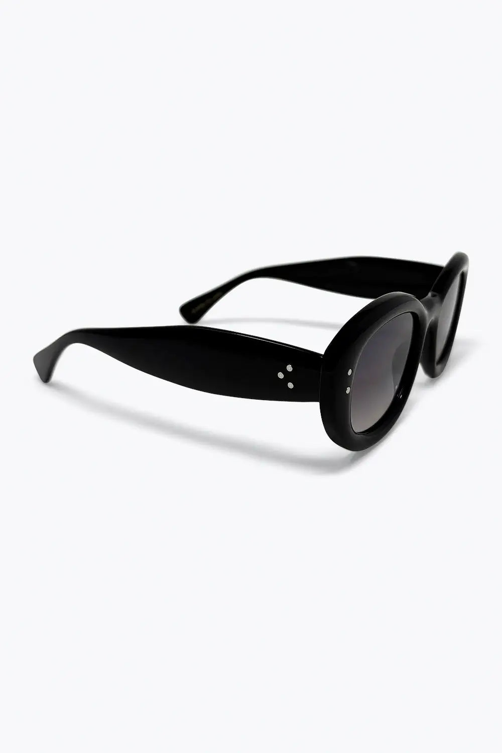 Black Oval Frame Gradient Lens Chunky Sunglasses - BLACK / ONE - Sunglasses