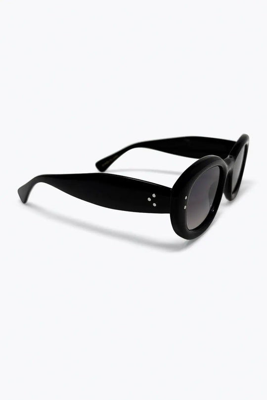 Black Oval Frame Gradient Lens Chunky Sunglasses - BLACK / ONE - Sunglasses