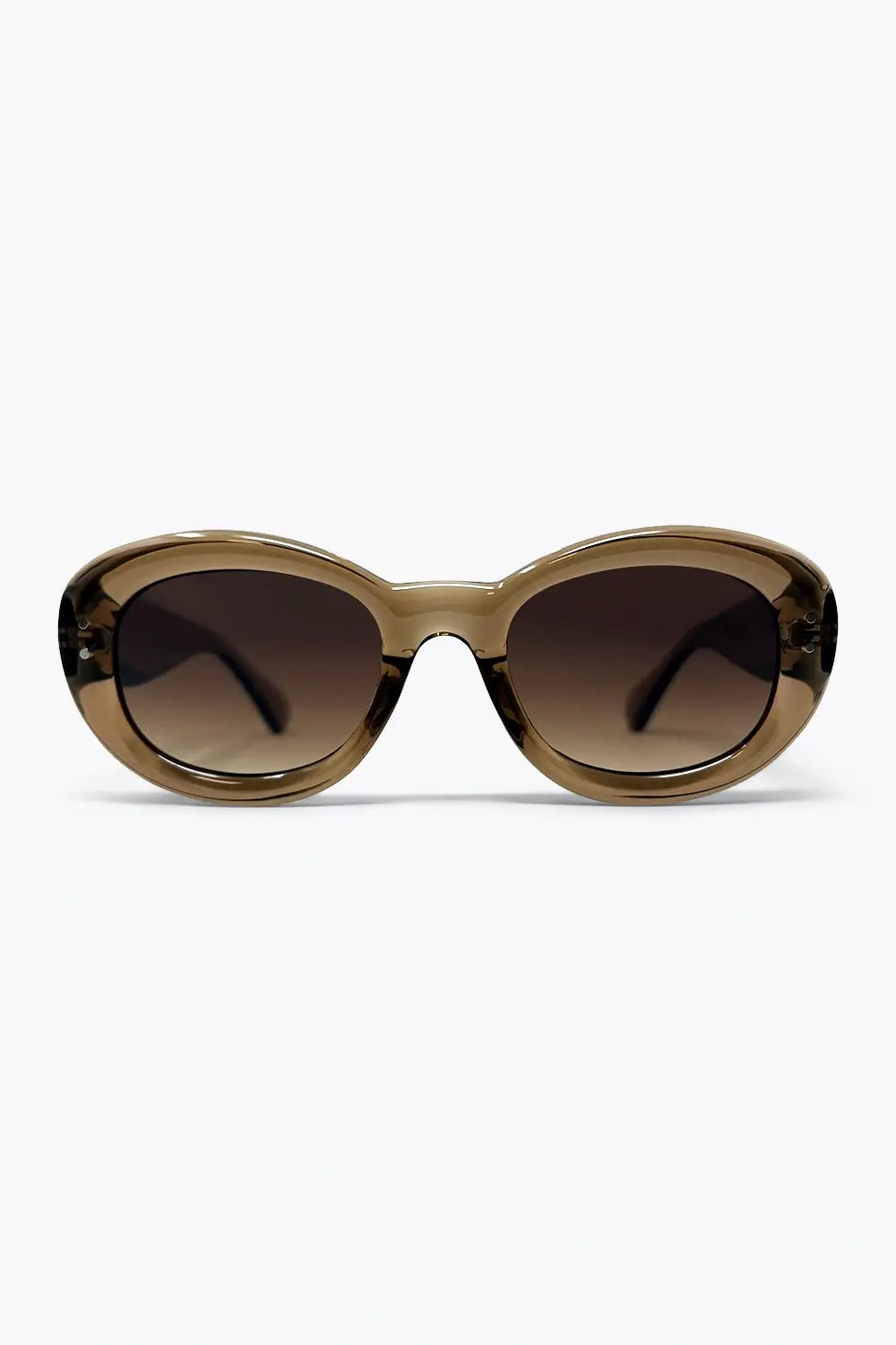 Brown Oval Frame Translucent Acetate Gradient Lens Sunglasses - BEIGE / ONE - Sunglasses