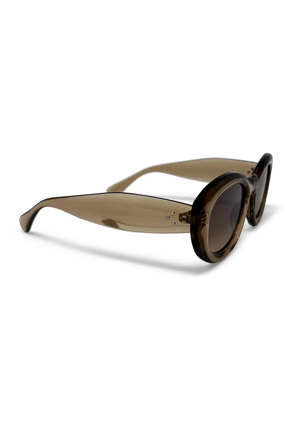 Brown Oval Frame Translucent Acetate Gradient Lens Sunglasses - BEIGE / ONE - Sunglasses