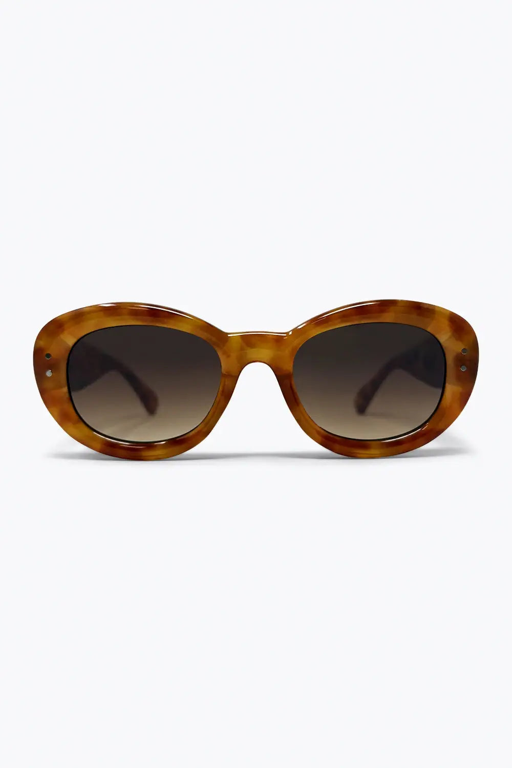 Brown Tortoiseshell Oval Frame Gradient Lens Sunglasses - BROWN / ONE - Sunglasses