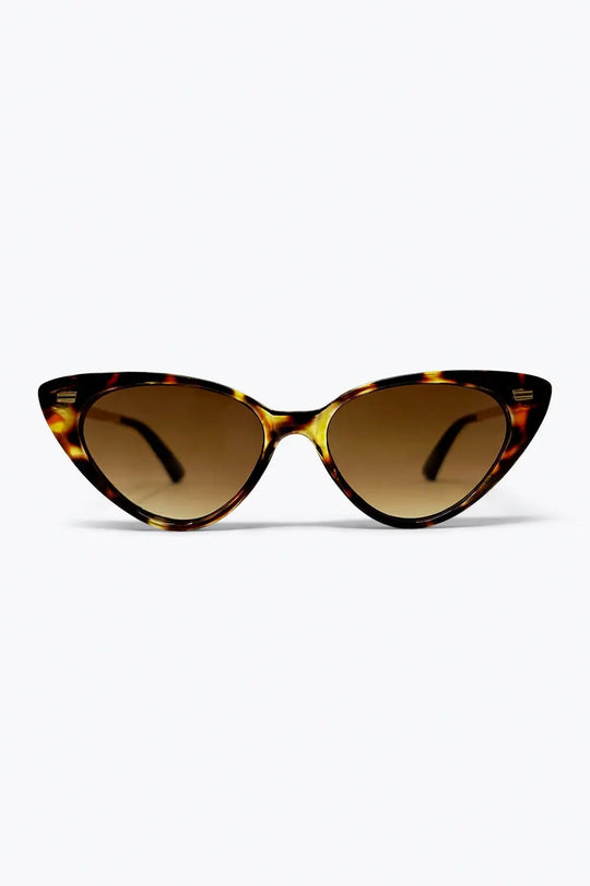 Brown Tortoiseshell Cat Eye Acetate Frame Slim Sunglasses - BROWN / ONE - Sunglasses
