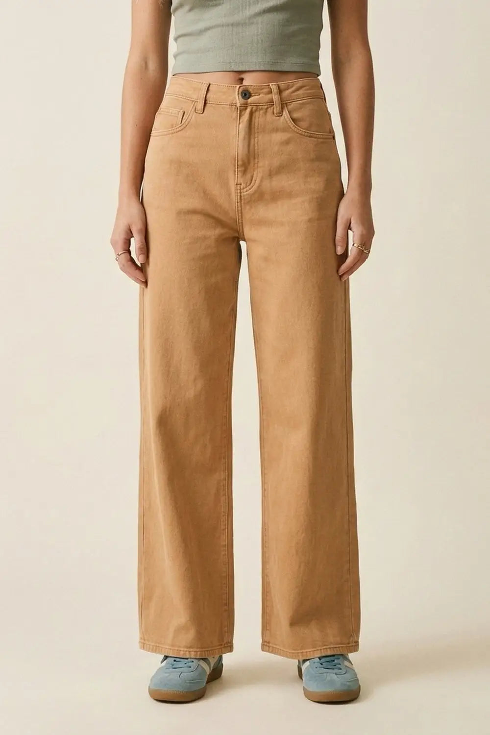 Orange Wide-Leg Pants with lightweight Twill - Colored Jeans
