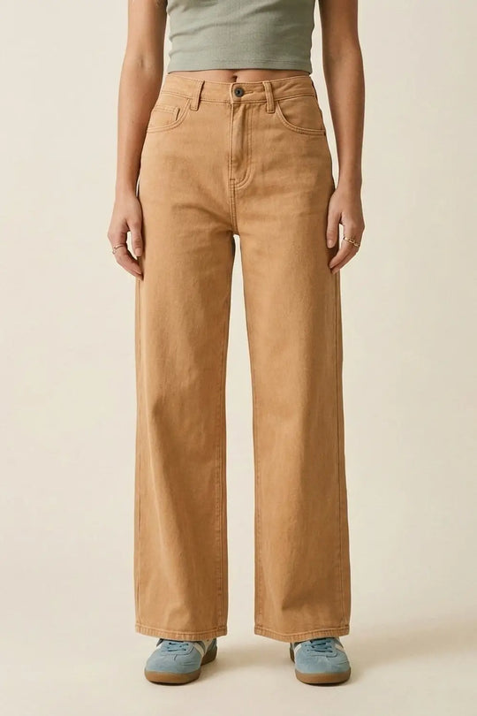 Orange Wide-Leg Pants with lightweight Twill - Colored Jeans