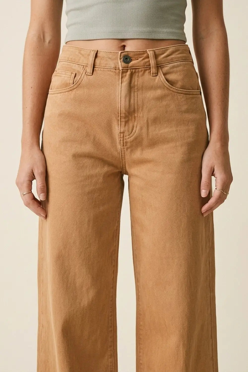 Orange Wide-Leg Pants with lightweight Twill - Colored Jeans