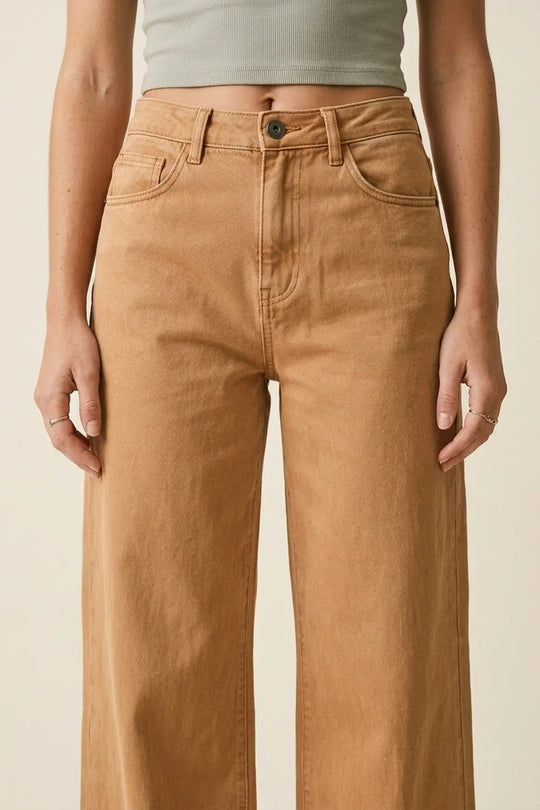 Orange Wide-Leg Pants with lightweight Twill - Colored Jeans