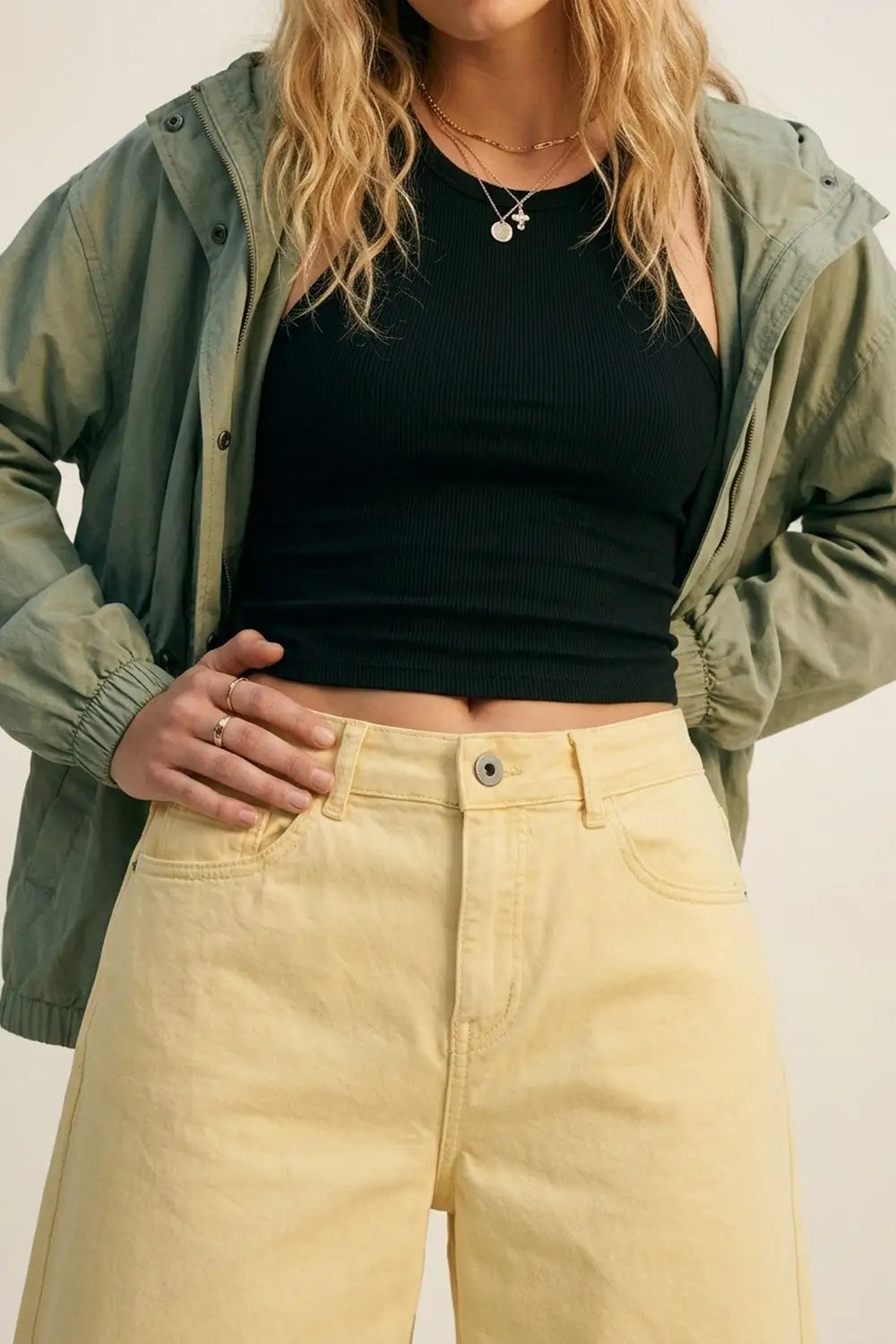 Stretch-denim Bermuda shorts in Butter Yellow - Pants
